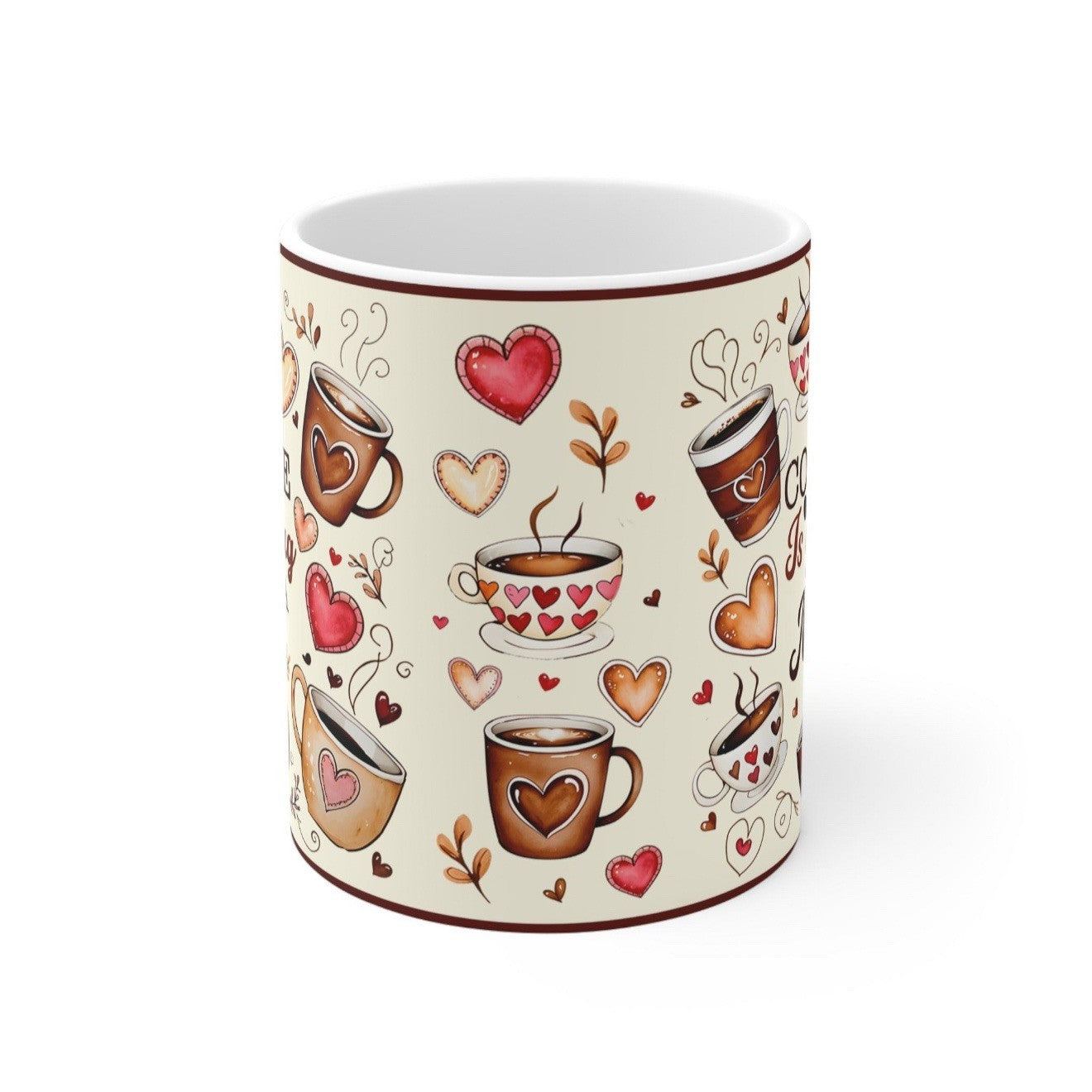 Heart Ceramic Coffee Mug Gift for Her - Valentine Cup, Microwave Safe Gift
