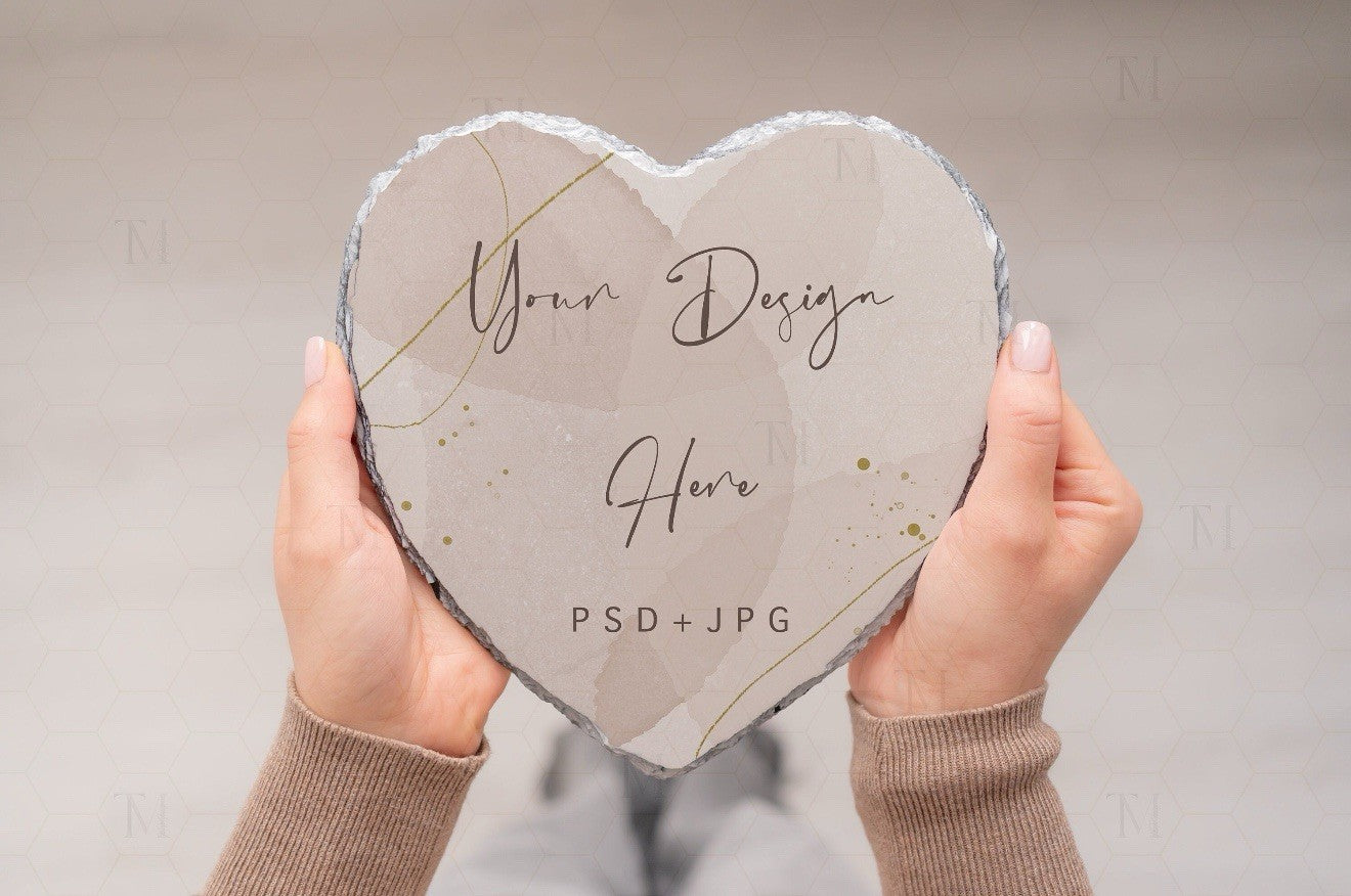 Personalised Heart Photo Slate Gift – Your Picture on Natural Stone with Stand
