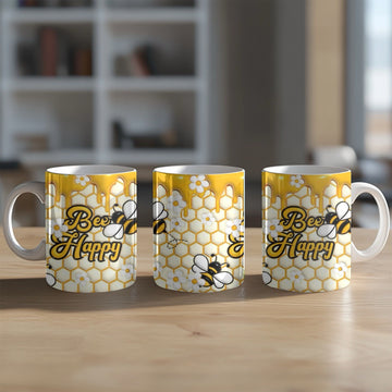 Mug Bee Coffee Ceramic Gift Cup Kind Happy Honey Tea Bees Mug, Large BEE Cute