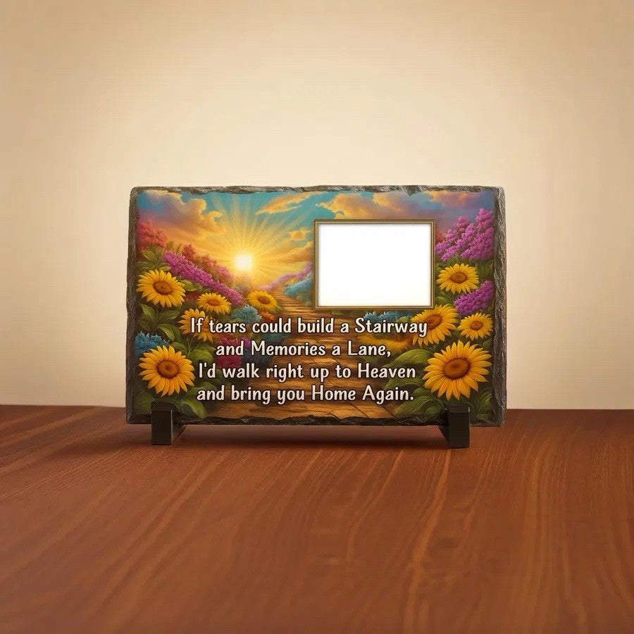 Personalised Memorial Photo Slate - Sunflower Frame for Pet Or Loved One