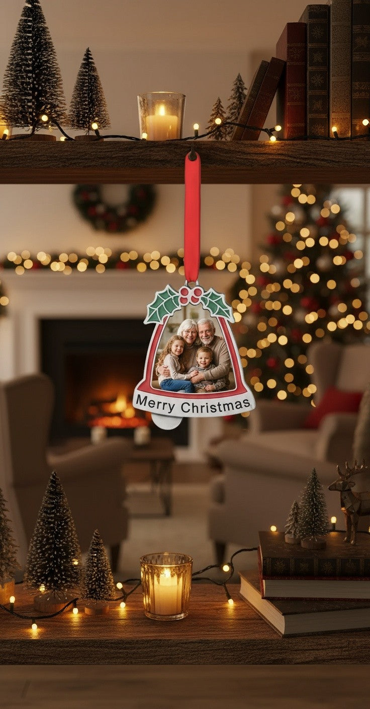 Personalised Christmas Bell Tree Ornament Custom Photo Xmas Decoration
