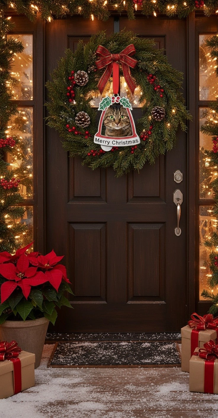 Personalised Christmas Bell Tree Ornament Custom Photo Xmas Decoration