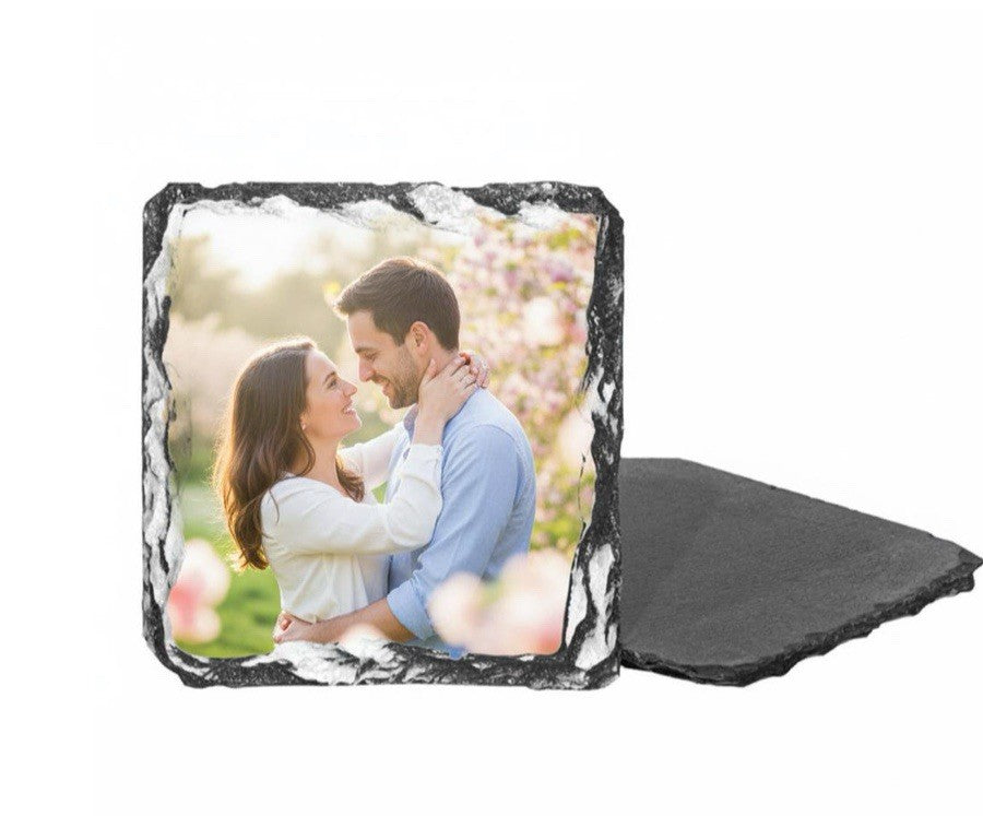 Personalised Slate Coaster 9cm Square | Photo & Text Gift, Handmade Stone
