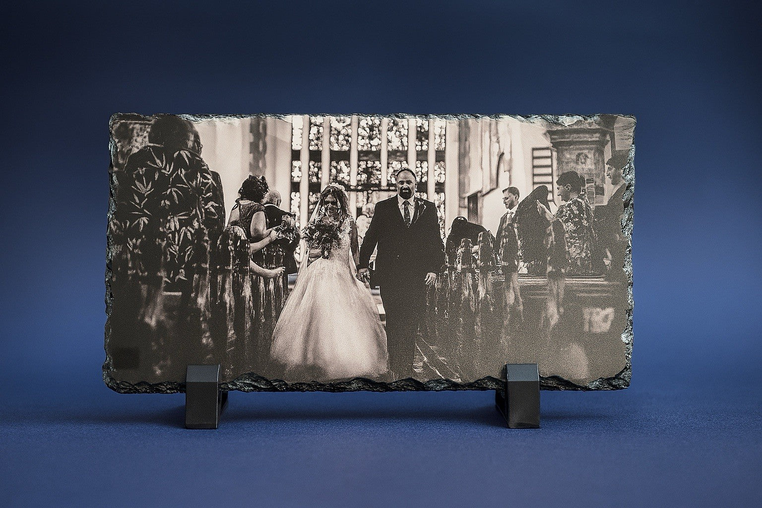 Personalised Heart Photo Slate 10x20cm Landscape Gift Frame for Occasions