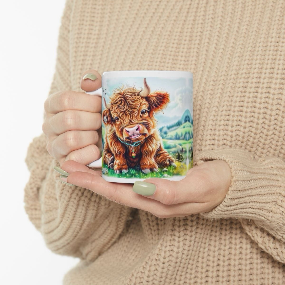 Highland Cow Mug - Animal Lover Gift, Ceramic Coffee Cup, Dishwasher Safe