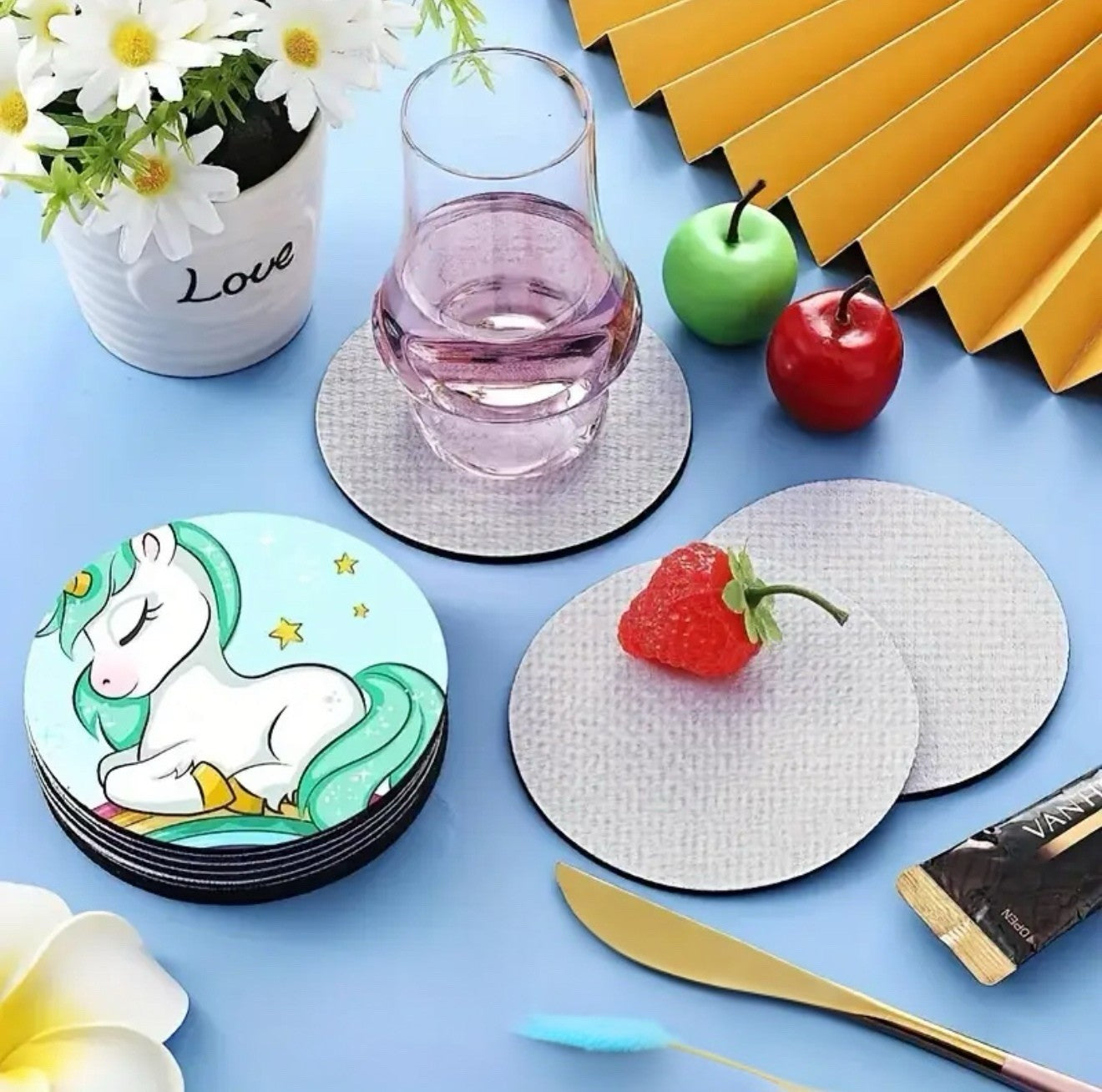 Personalised Photo Coasters Set of 2 - Neoprene, Heat-Resistant, Non-Slip