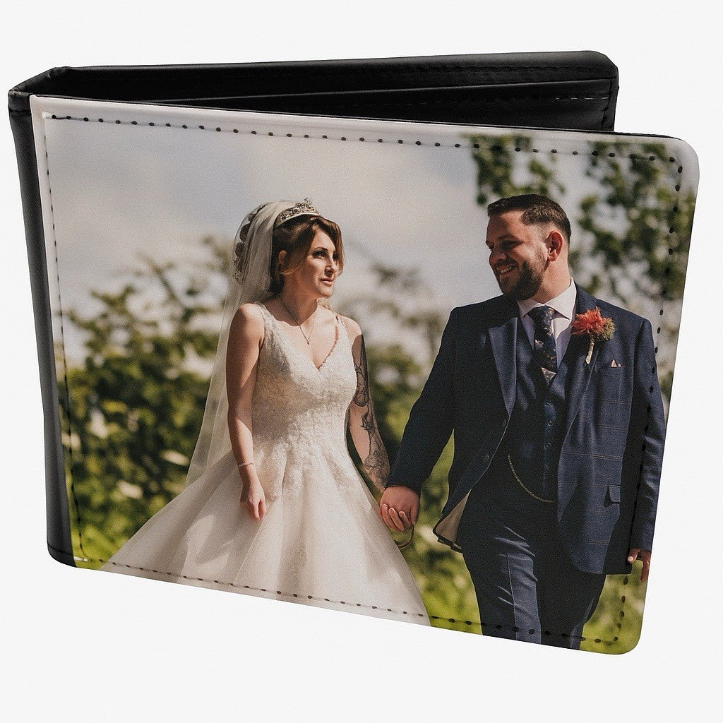 Personalised Mens Photo Wallet - Custom Faux Leather Gift For Him UK Made