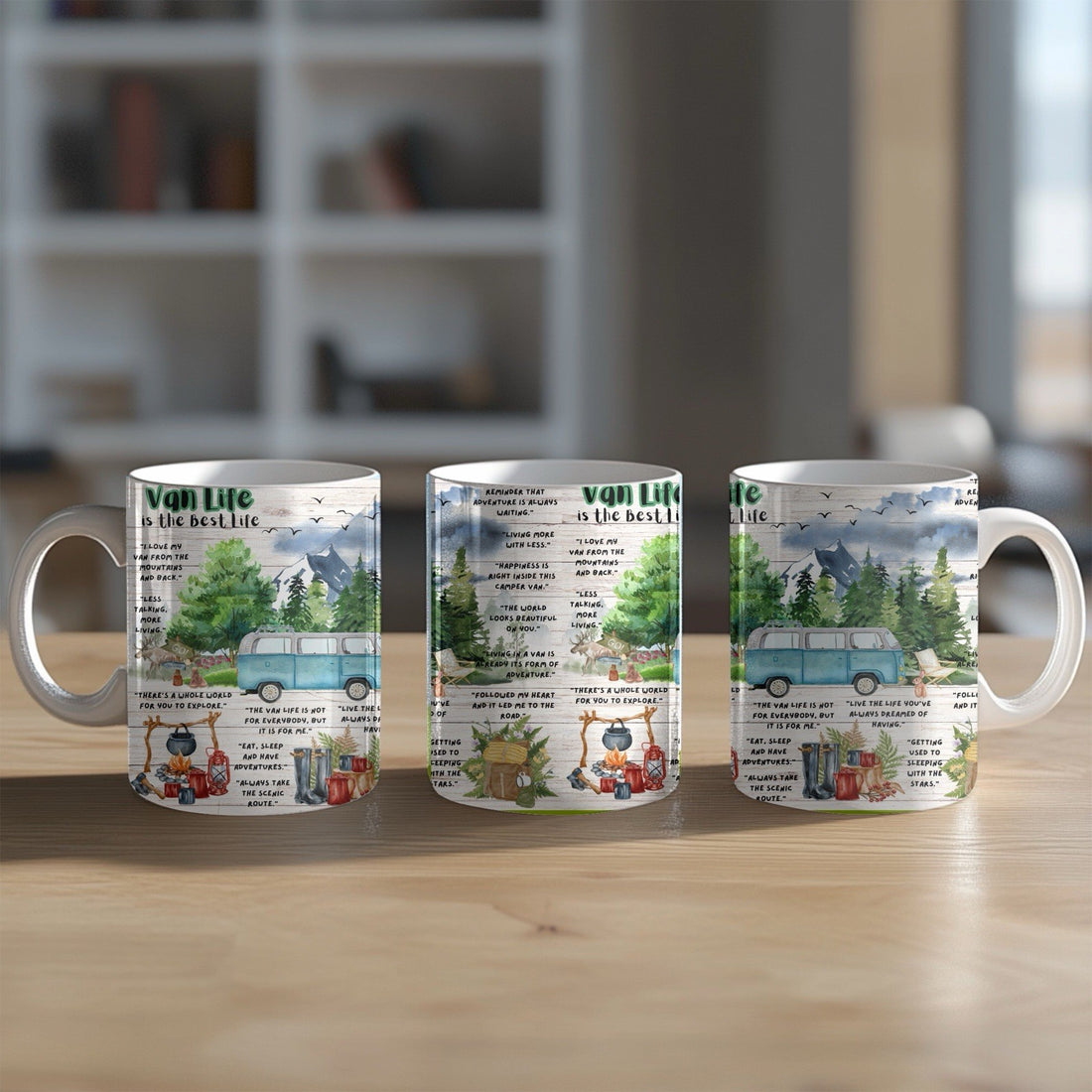 Van Life Camper Van Travel Mug - Ceramic Coffee Mug, Scenic Dishwasher Safe