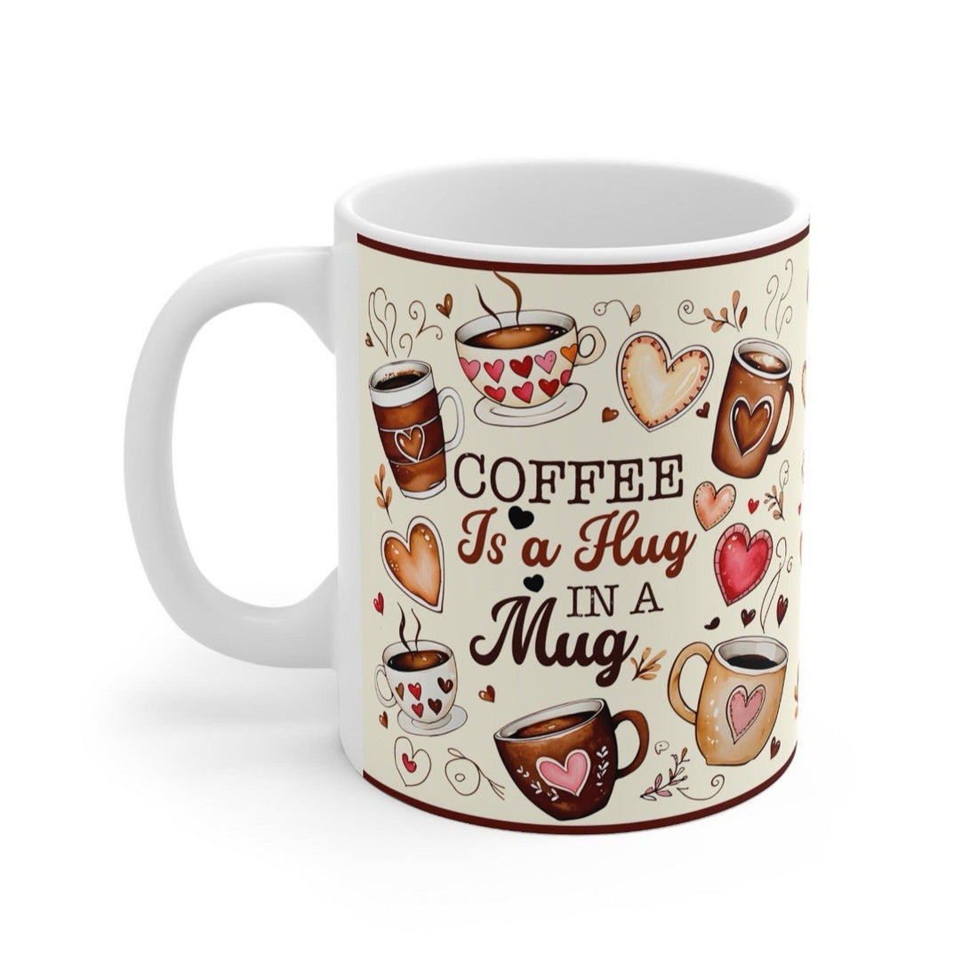Heart Ceramic Coffee Mug Gift for Her - Valentine Cup, Microwave Safe Gift