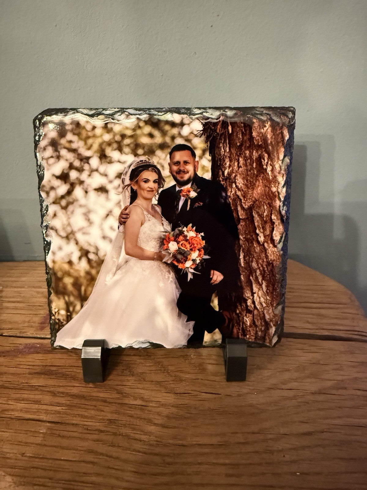 Personalised Slate Photo Frame 15x15cm - Any Photo Custom Portrait UK Made