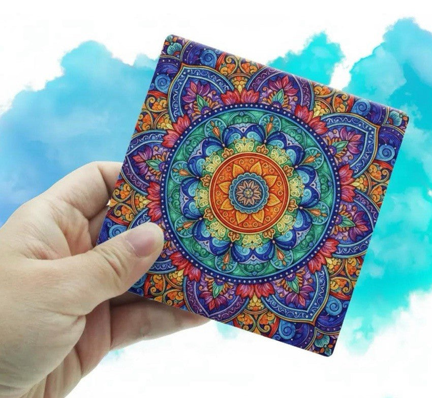 Personalised Ceramic Coaster 10cm Photo & Text Gift UK Cork Backed Glossy