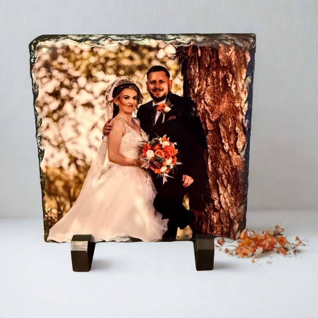 Personalised Slate Photo Frame 15x15cm - Any Photo Custom Portrait UK Made