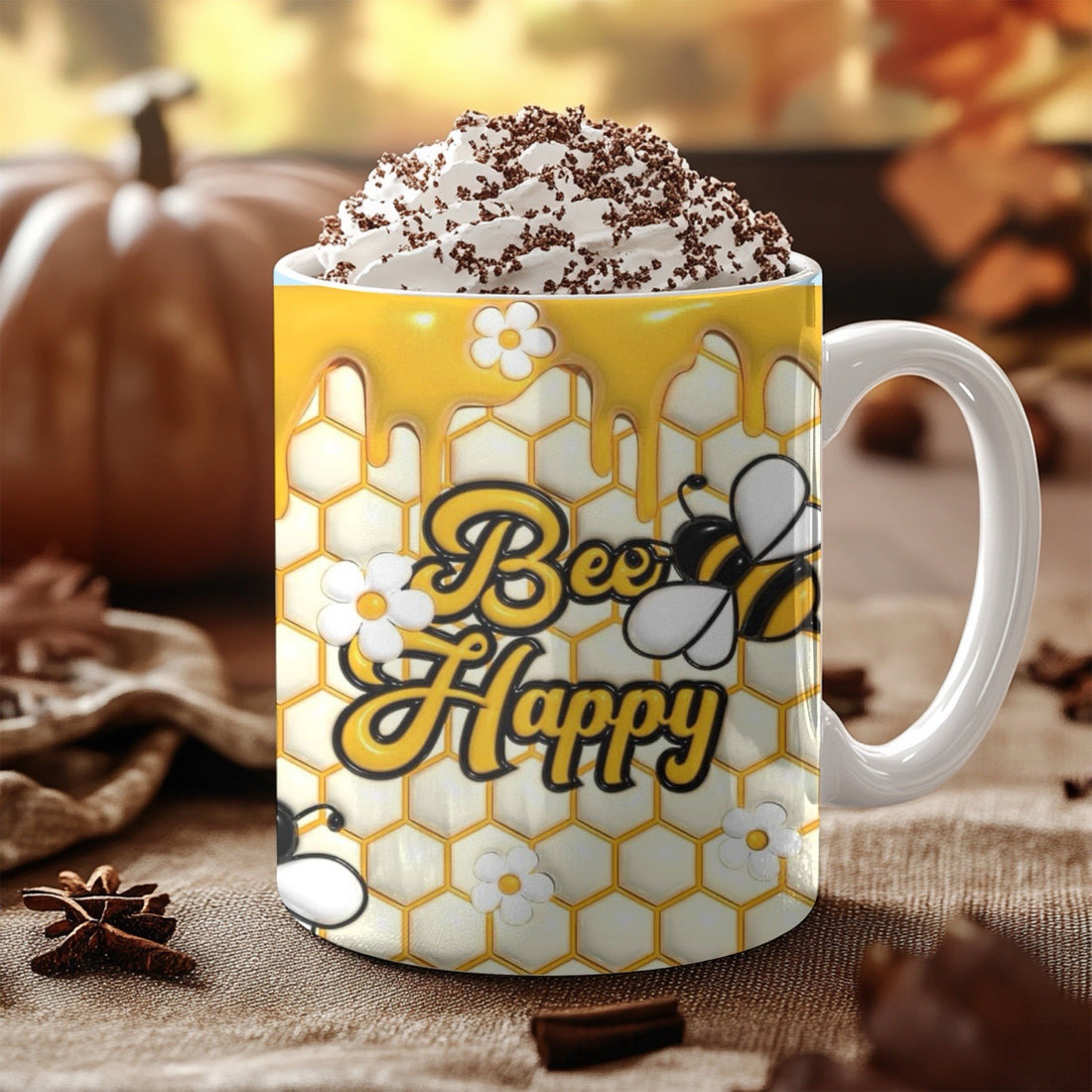 Mug Bee Coffee Ceramic Gift Cup Kind Happy Honey Tea Bees Mug, Large BEE Cute