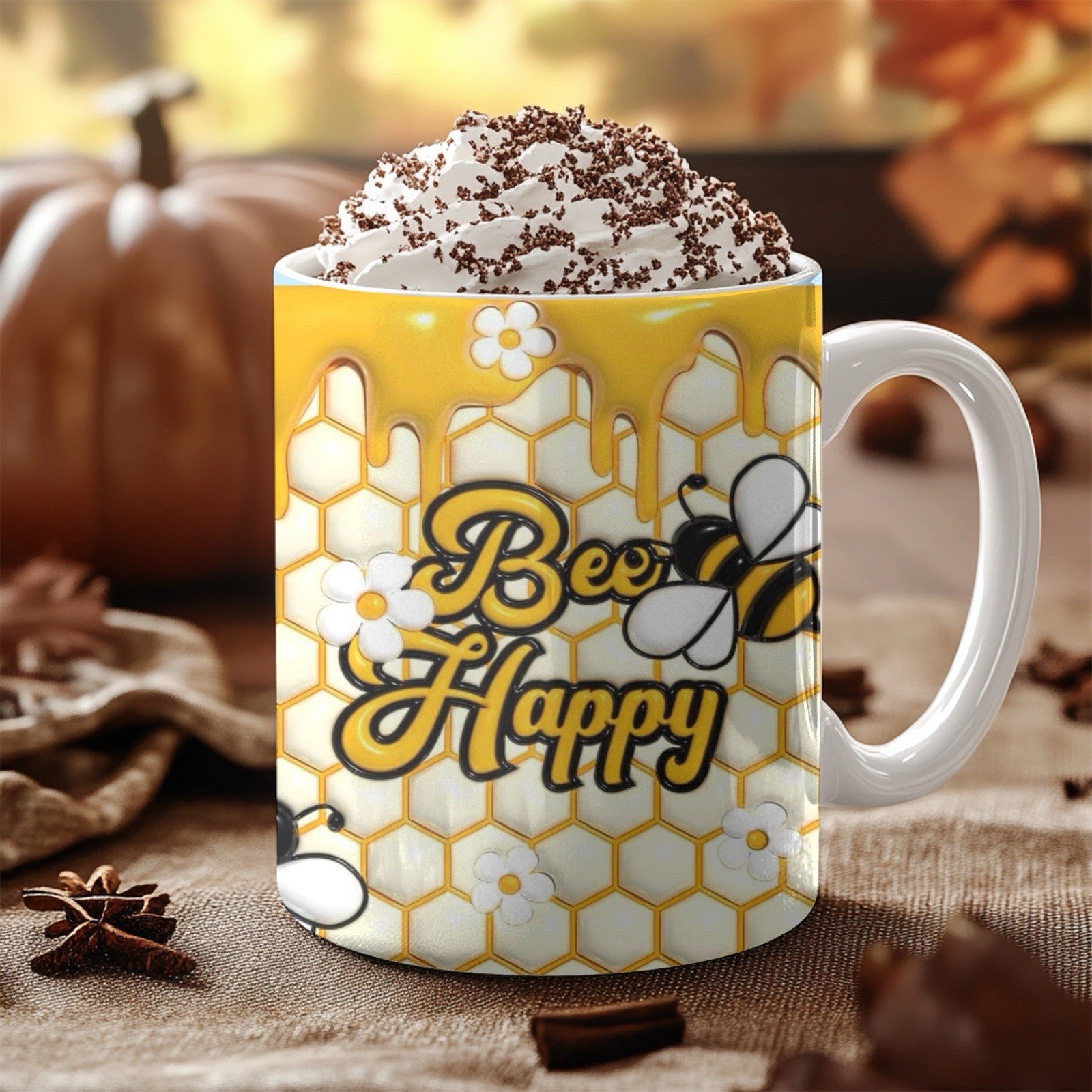 Mug Bee Coffee Ceramic Gift Cup Kind Happy Honey Tea Bees Mug, Large BEE Cute