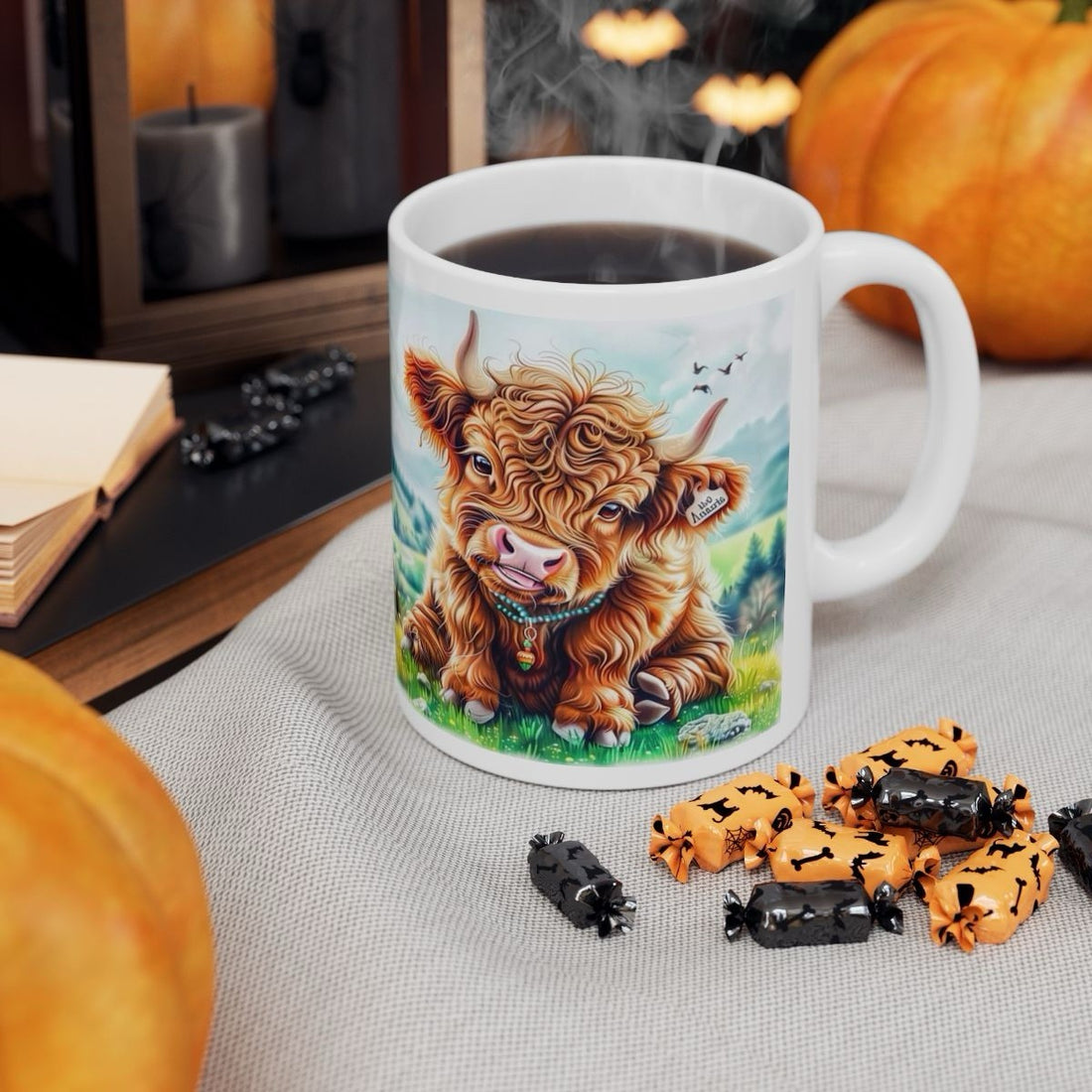 Highland Cow Mug - Animal Lover Gift, Ceramic Coffee Cup, Dishwasher Safe