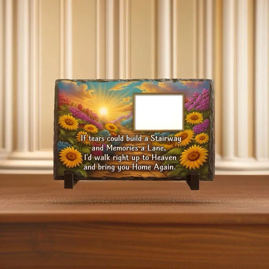 Personalised Memorial Photo Slate - Sunflower Frame for Pet Or Loved One