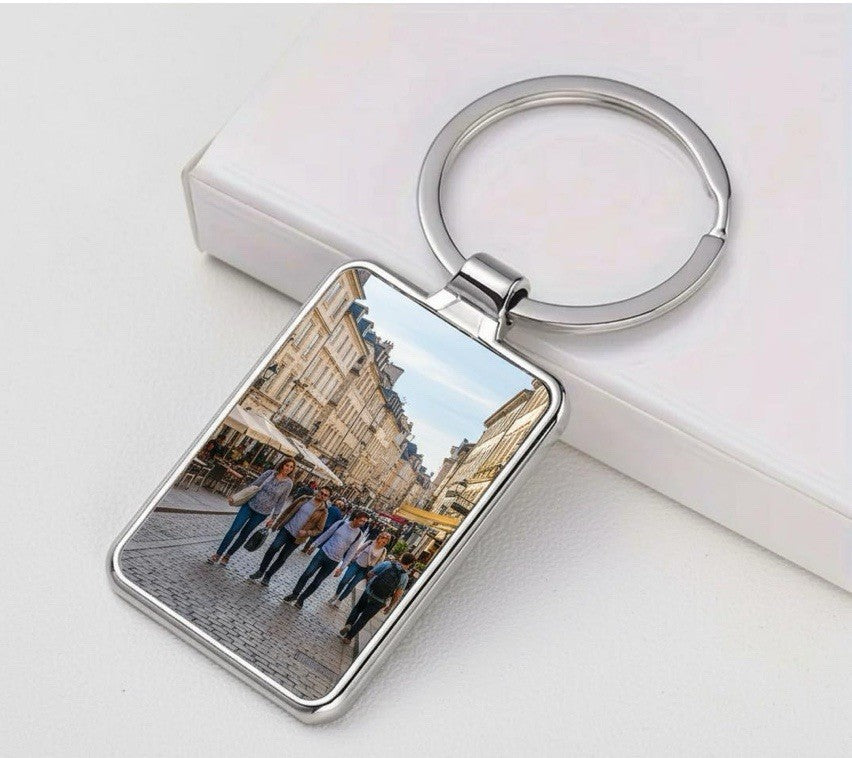 Personalised Photo Keyring - Custom Keyring with Any Picture Gift, Silver