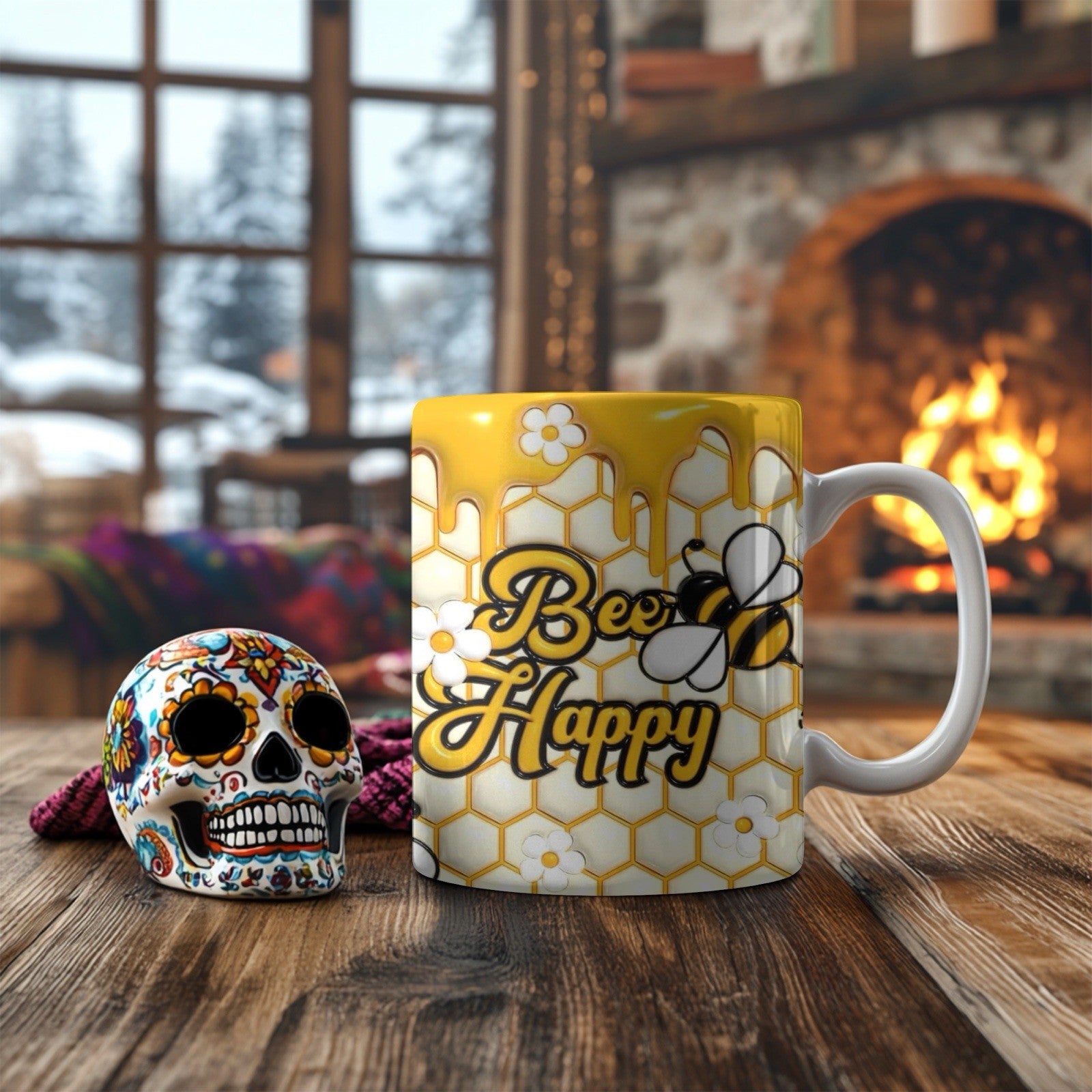 Mug Bee Coffee Ceramic Gift Cup Kind Happy Honey Tea Bees Mug, Large BEE Cute