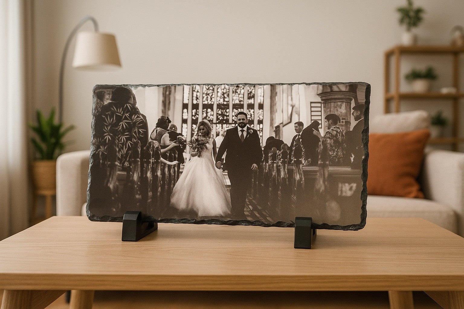 Personalised Heart Photo Slate 10x20cm Landscape Gift Frame for Occasions