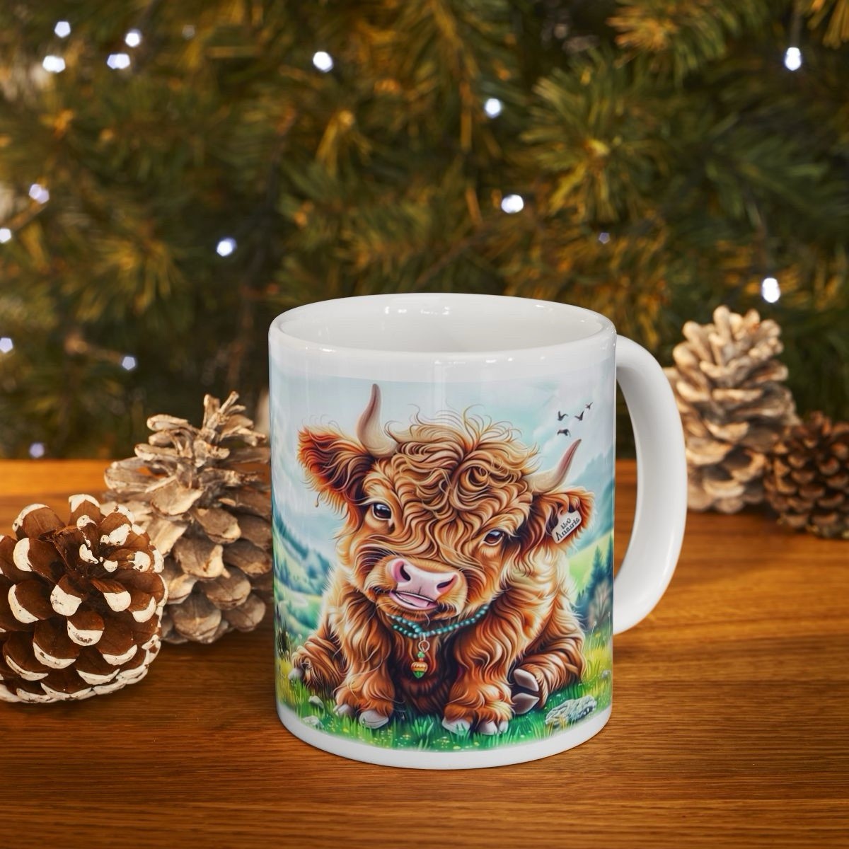 Highland Cow Mug - Animal Lover Gift, Ceramic Coffee Cup, Dishwasher Safe