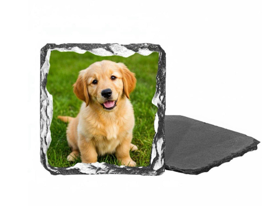 Personalised Slate Coaster 9cm Square | Photo & Text Gift, Handmade Stone