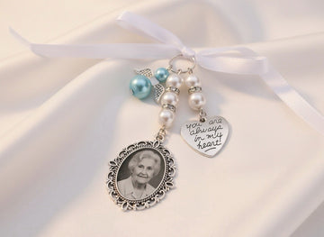 Personalised Wedding Bouquet Photo Charm Memorial Pendant Bridal Keepsake