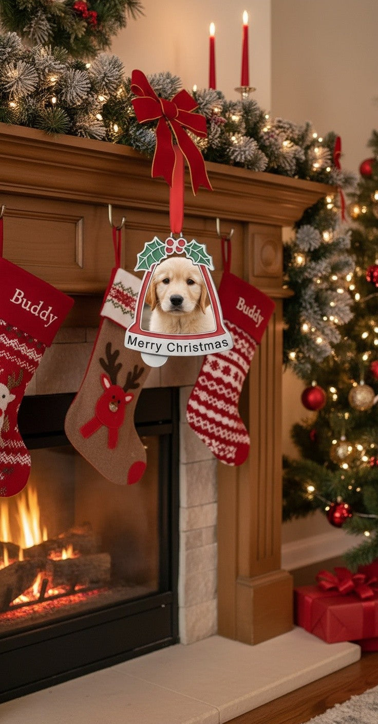 Personalised Christmas Bell Tree Ornament Custom Photo Xmas Decoration