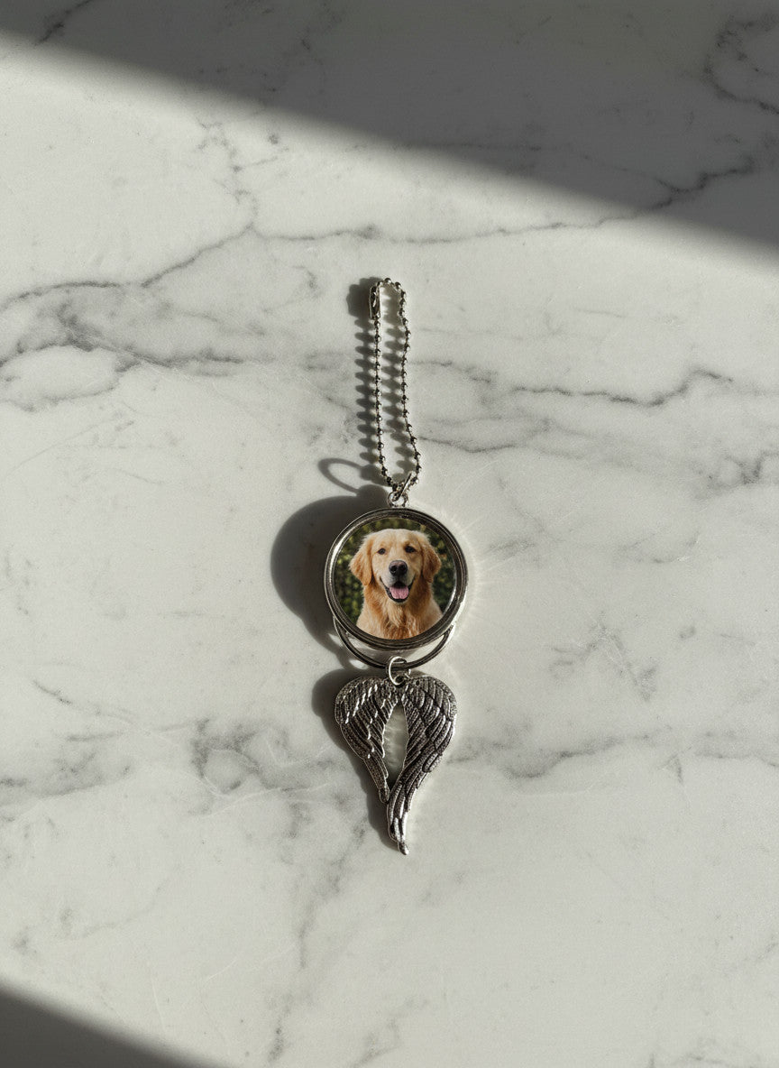 Personalised Angel Wings Photo Keyring Memorial Custom Picture Keepsake