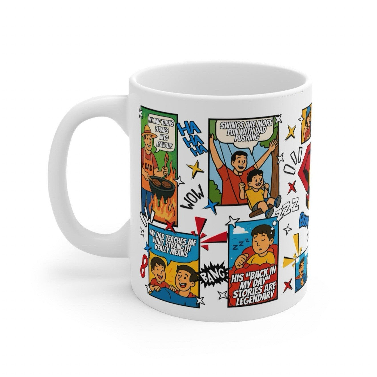 Funny Super Dad Mug – Father's Day Gift, Ceramic Coffee Cup, UK Made Gift