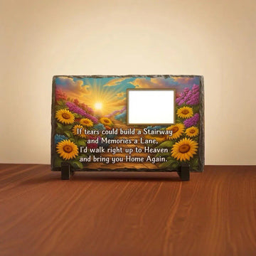 Personalised Memorial Photo Slate - Sunflower Frame for Pet Or Loved One