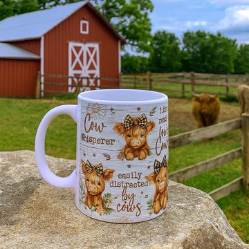 Highland Cow Mug - Ceramic Farm Animal Gift, Microwave & Dishwasher Safe