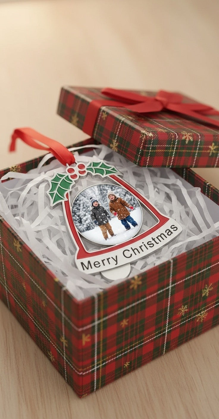 Personalised Christmas Bell Tree Ornament Custom Photo Xmas Decoration