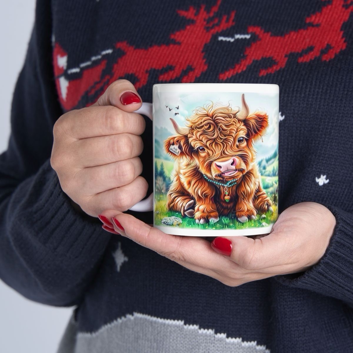 Highland Cow Mug - Animal Lover Gift, Ceramic Coffee Cup, Dishwasher Safe