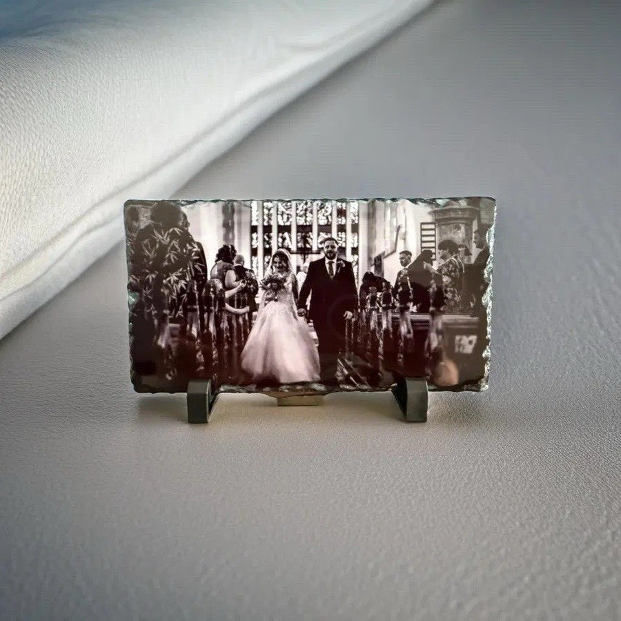 Personalised Heart Photo Slate 10x20cm Landscape Gift Frame for Occasions