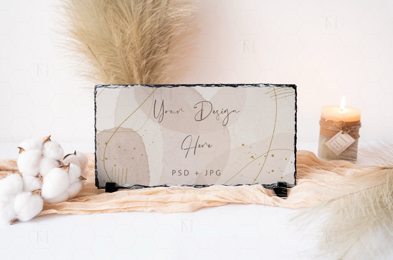 Personalised Heart Photo Slate 10x20cm Landscape Gift Frame for Occasions