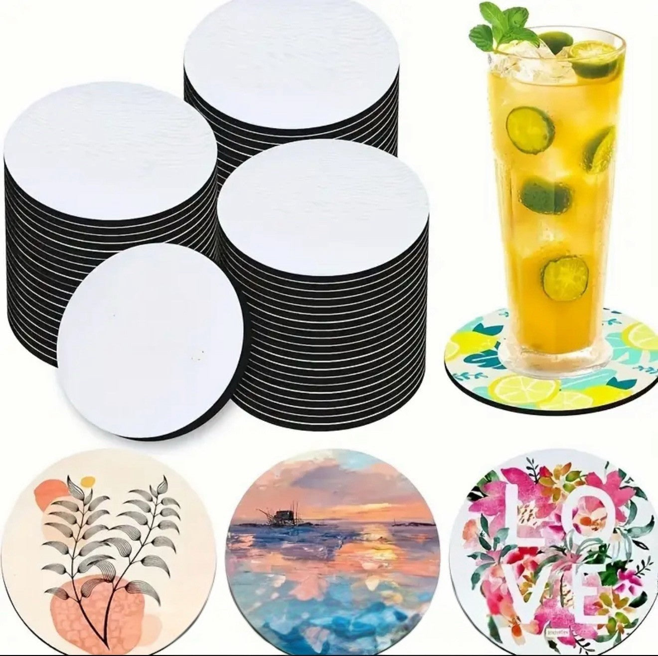 Personalised Photo Coasters Set of 2 - Neoprene, Heat-Resistant, Non-Slip