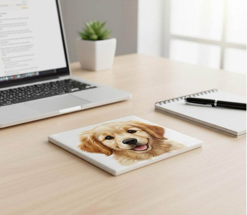 Personalised Ceramic Coaster 10cm Photo & Text Gift UK Cork Backed Glossy