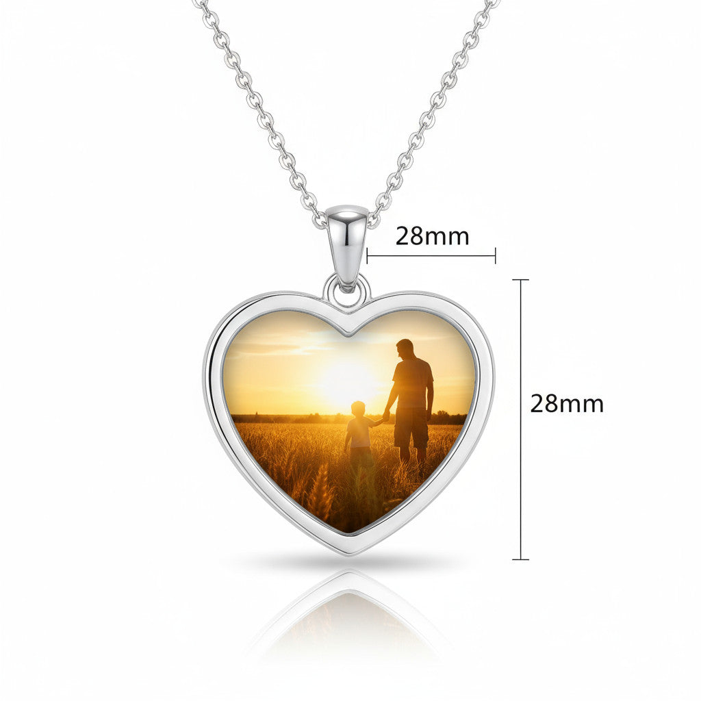 Personalised Photo Heart Ashes Necklace Cremation Memorial Jewellery Gift