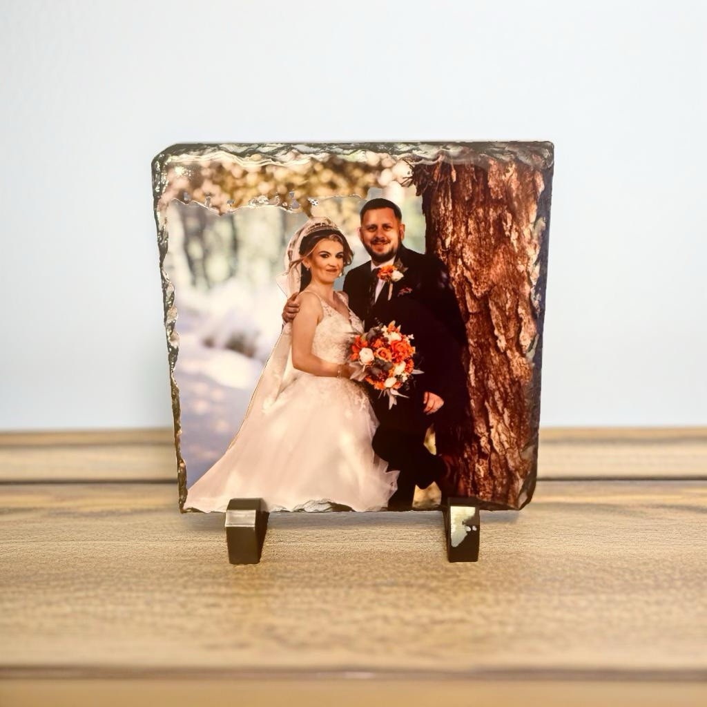 Personalised Slate Photo Frame 15x15cm - Any Photo Custom Portrait UK Made