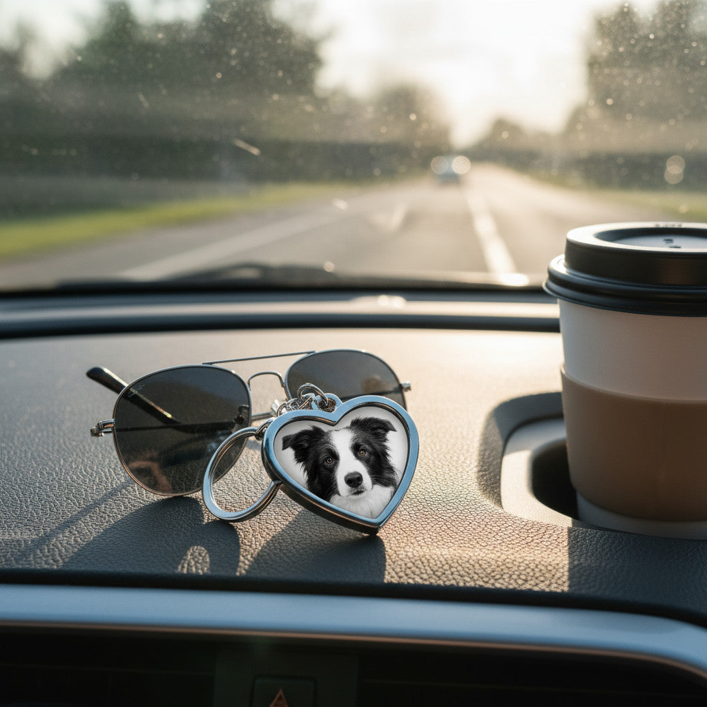 Personalised Heart Ashes Urn Keyring with Photo Text and Cremation Verse
