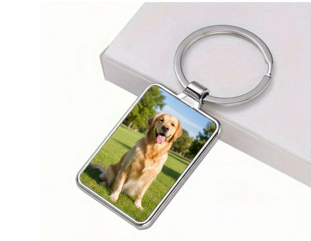 Personalised Photo Keyring - Custom Keyring with Any Picture Gift, Silver