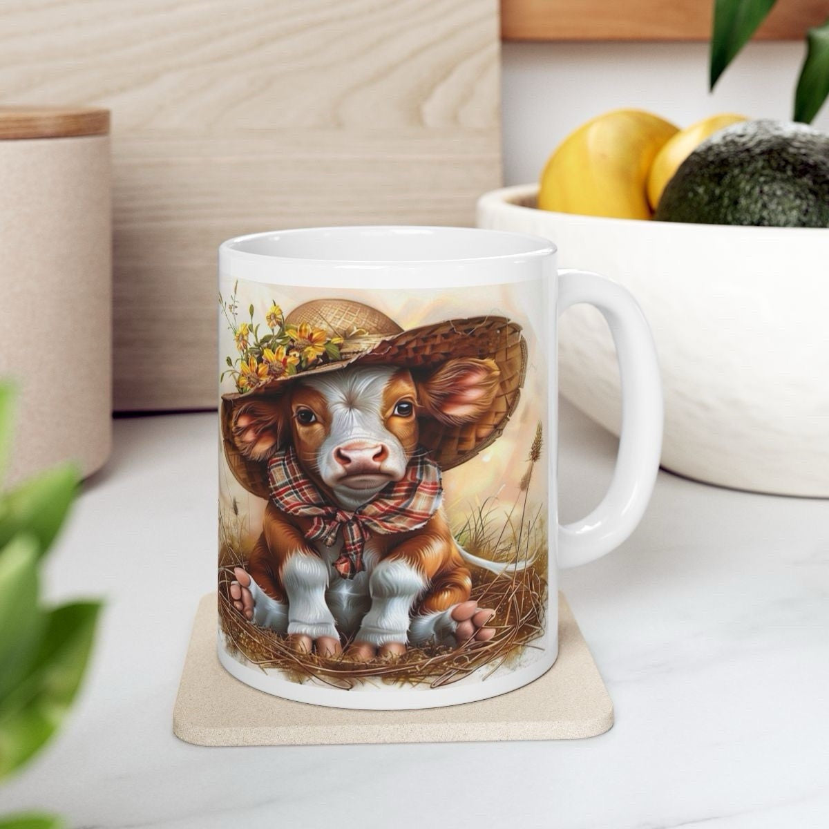 Highland Cow Mug - Scottish Farm Animal Gift for Cow Lovers - 11oz Ceramic