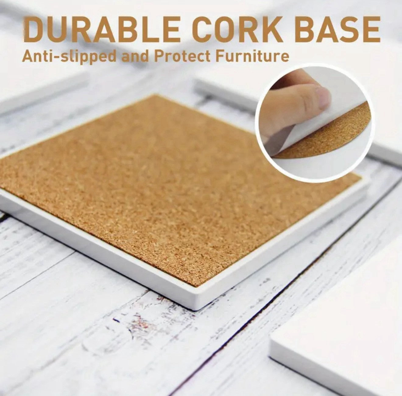 Personalised Ceramic Coaster 10cm Photo & Text Gift UK Cork Backed Glossy