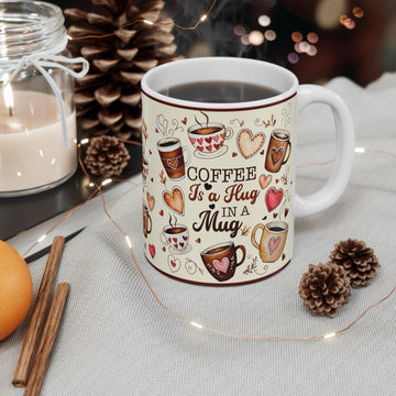 Heart Ceramic Coffee Mug Gift for Her - Valentine Cup, Microwave Safe Gift