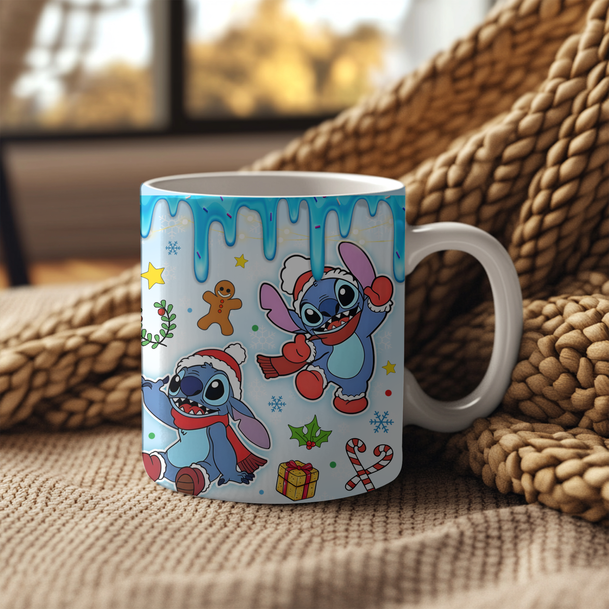 Blue Alien Christmas Coffee Mug