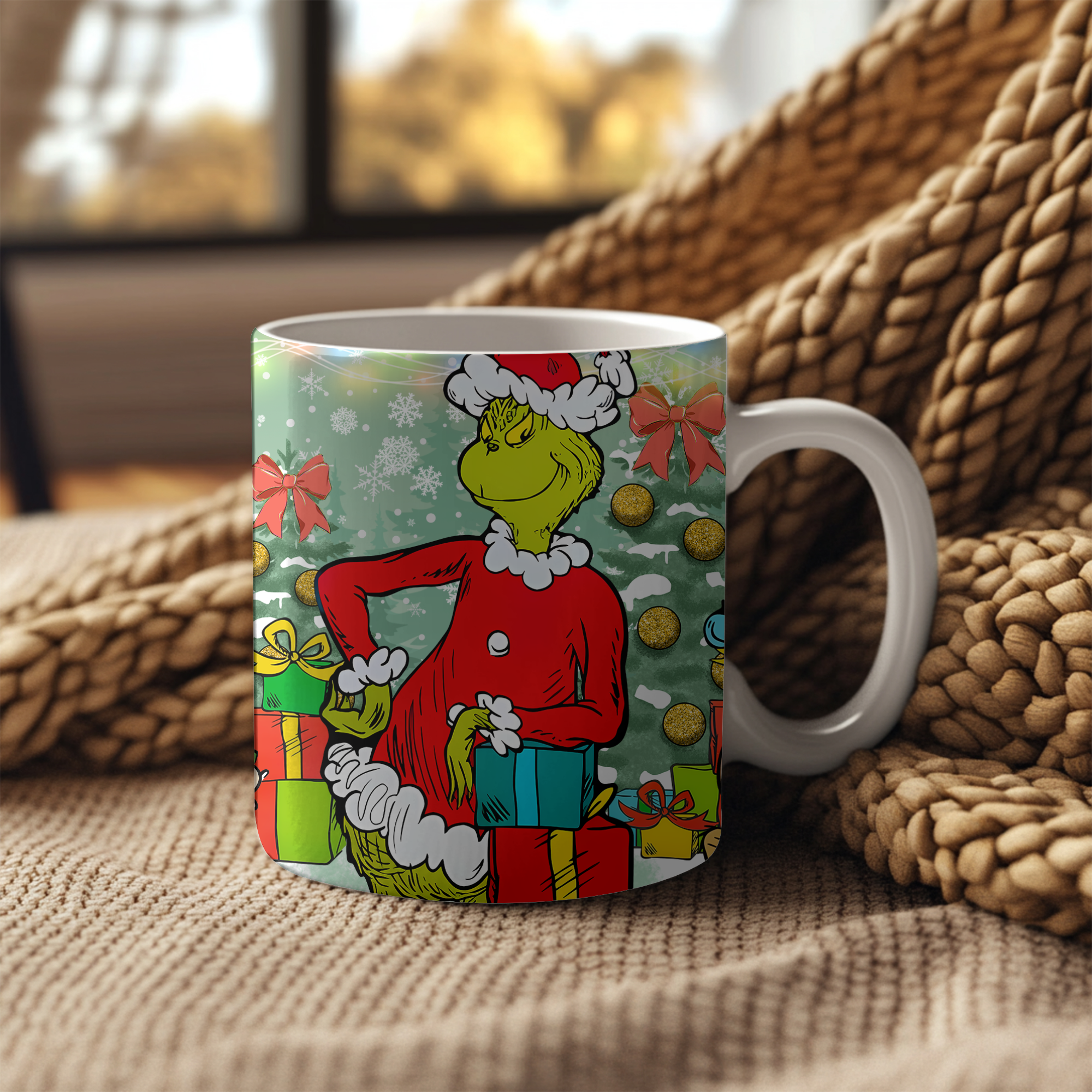 Grumpy Green Christmas Character Mug