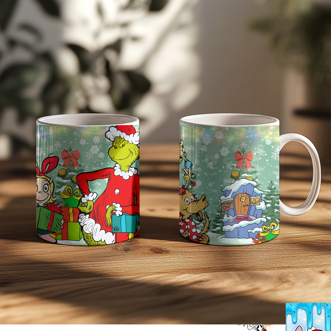 Grumpy Green Christmas Character Mug
