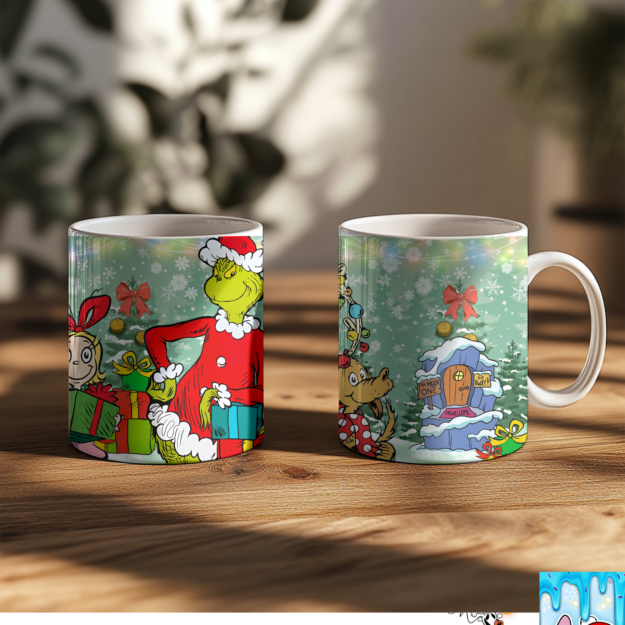 Grumpy Green Christmas Character Mug