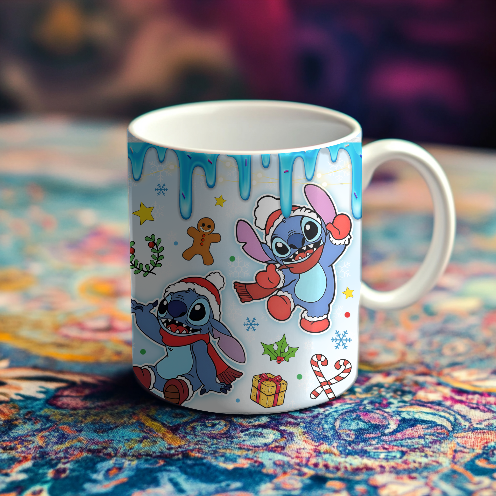 Blue Alien Christmas Coffee Mug