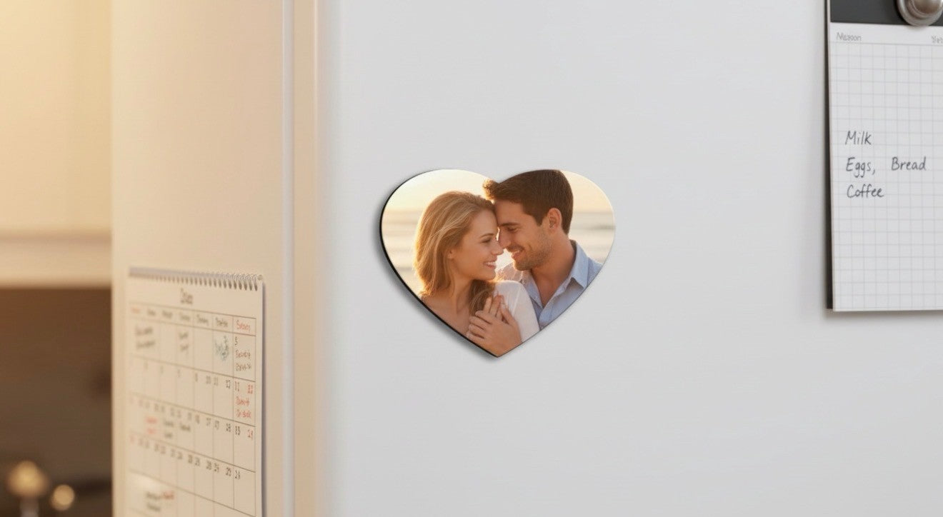 Personalised Heart Fridge Magnet - Custom Photo Gift Keepsake 5.5cm Glossy